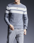 🧶✨ Men’s Striped Cotton Sweater – Timeless Comfort Meets Modern Style