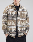🧥 Men’s Heavy Wool Plaid Shirt Jacket – Thickened Linen-Blend (Dark Coffee/Khaki, Loose Fit)