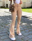 Women’s Brown High-Waist Bootcut Jeans – Stretch Denim with Casual Elegance
