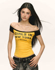 T-shirt slim à épaules dénudées pour femme - 92 % coton, 8 % élasthanne - Haut extensible (manches standard) - T-shirt moulant décontracté