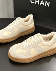 Women’s Fleece-Lined Casual Shoes – Warm Mid-Heel (Camel/Beige, 3-5cm)