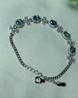Women Natural Swiss Blue Topaz Bracelet – 925 Sterling Silver Handmade Adjustable Gemstone Jewelry