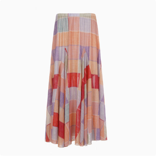 Women's Artistic Colorblock Plaid Skirt – Bold & Whimsical