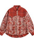 Women's Washed Cotton Lapel Shirt – Brick Red Long Sleeve Top