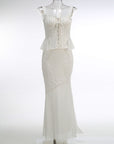 Lace Sling Small Top Sheath Slim Fishtail Two-piece Overskirt Suit WOMEN