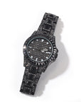 Montre à quartz papillon Black Diamond pour homme, double bouton – Chronographe plaqué or de luxe (étanche 30 m, affichage du calendrier)