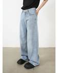Loose Straight Cut Cotton Blend Jeans