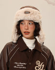 Women’s Warm Vintage Leather Pilot Hat – Retro Dome Style