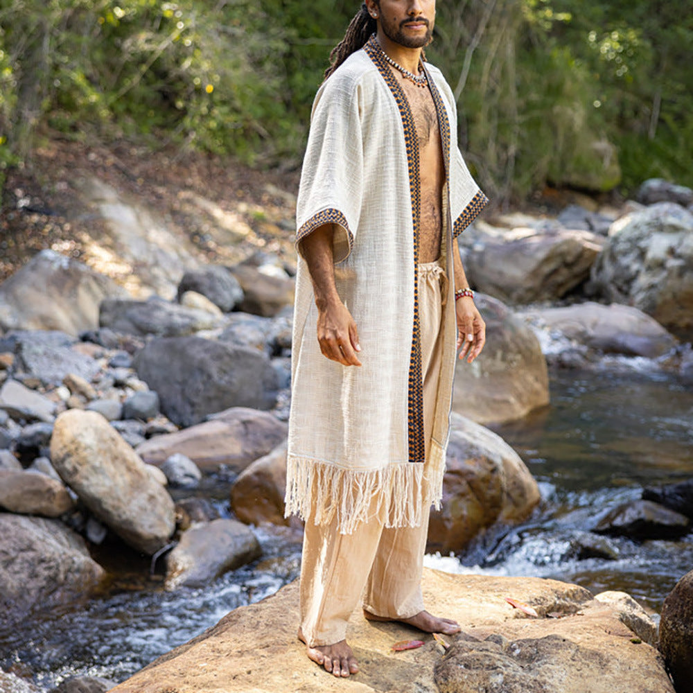 Men’s Cotton Robe – Lightweight Casual Loungewear Kimono Style
