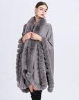 Rex Rabbit Fur Collar Shawl – Imitation Cashmere Cardigan