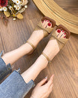 🔥 Women's Square Toe Open-Toe High Heel Slippers – Chic Buckle Sandals (Silver/Brown/White) – Comfortable Raw Rubber Sole