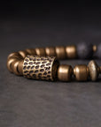 🔥 Unisex-Armband aus Vulkanobsidian – Punkrock-Schmuck aus Rohstein – Schützende schwarze geometrische Perlen