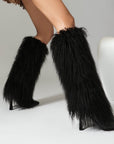 Women’s Tassel Stiletto Long Boots – Pointed-Toe Minimalist High-Heel Suede Fashion Boots