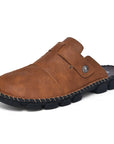 Chaussons d'extérieur faits main pour homme – Cuir synthétique et semelle en caoutchouc (noir/gris/marron clair)