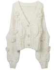 Women’s Handmade Crochet Batwing Sleeve V-Neck Sweater – Boho Chic Elegance