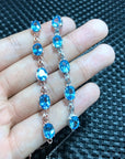 ✨ 925 Silver Natural Topaz Bracelet – 6x8mm Mozambique Gemstone Luxury Jewelry – 5 Stone Micro Inlay Design