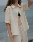 Women’s French Minority Texture Pure Linen Shirt