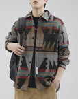 🧥 Men’s Heavy Wool Plaid Shirt Jacket – Thickened Linen-Blend (Dark Coffee/Khaki, Loose Fit)