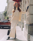 Women’s Loose Sweater & Split Skirt Set – Effortless Elegance for the Modern Socialite