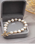 Women Natural Baroque Pearl Bracelet – Genuine Freshwater Irregular 8–9mm White Pearl Jewelry
