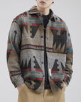 🧥 Men’s Heavy Wool Plaid Shirt Jacket – Thickened Linen-Blend (Dark Coffee/Khaki, Loose Fit)