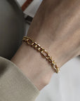 Bracelet géométrique pour femme en or 18 carats/or blanc – Bijoux minimalistes de luxe