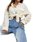 Women’s Loose Color Block Sweater – Relaxed Chic in Apricot