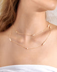 Women’s Small Pearl Titanium Steel Necklace – Mother-of-Pearl Pendant on Cross Chain