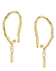 💛 18K Gold-Plated Brass Irregular Jade Eardrop Stud Earrings – Geometric Elegance for Women