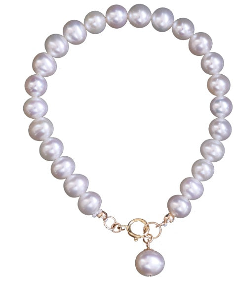 Women's 14K Gold Natural Pearl Bracelet – Genuine Freshwater Pearls (5.5-6mm) – Hypoallergenic Luxury Jewelry