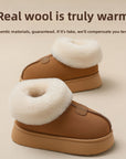 Women Genuine Wool Snow Boots – Cowhide Slip-On Winter Boots with Thick EVA Sole & Anti-Slip Comfort