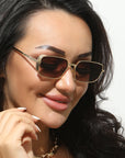Lunettes de soleil carrées en métal punk pour femmes
