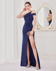 Women Slim Fit Sleeveless Fishtail Evening Dress – Elegant Long Bodycon Formal Gown with Built-In Padding