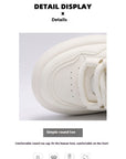 Women's Height Increase Platform Shoes - Beige Thick Bottom Lace-Up Sneakers (35-40) - Breathable Synthetic Leather Casual Shoes