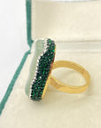Chrysocolla Copper-plated 18K Gold Ring For Women