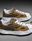 Women's Zebra Print Platform Sneakers - Couple Heelless Chunky Shoes (3-5cm Mid Heel, 8 Colors, EU 36-44) Breathable Canvas & Leather