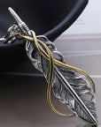 Pendentif plume en argent thaïlandais pour homme et femme
