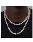 Men’s Natural Pearl Necklace – Long Straight Chain with Mother-of-Pearl Finish
