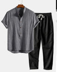 Men’s Printed Casual Suit – Loose Short Sleeve Shirt & Trousers Set