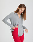 Women’s Workout Long Sleeve Blouse – Breathable Nylon Activewear
