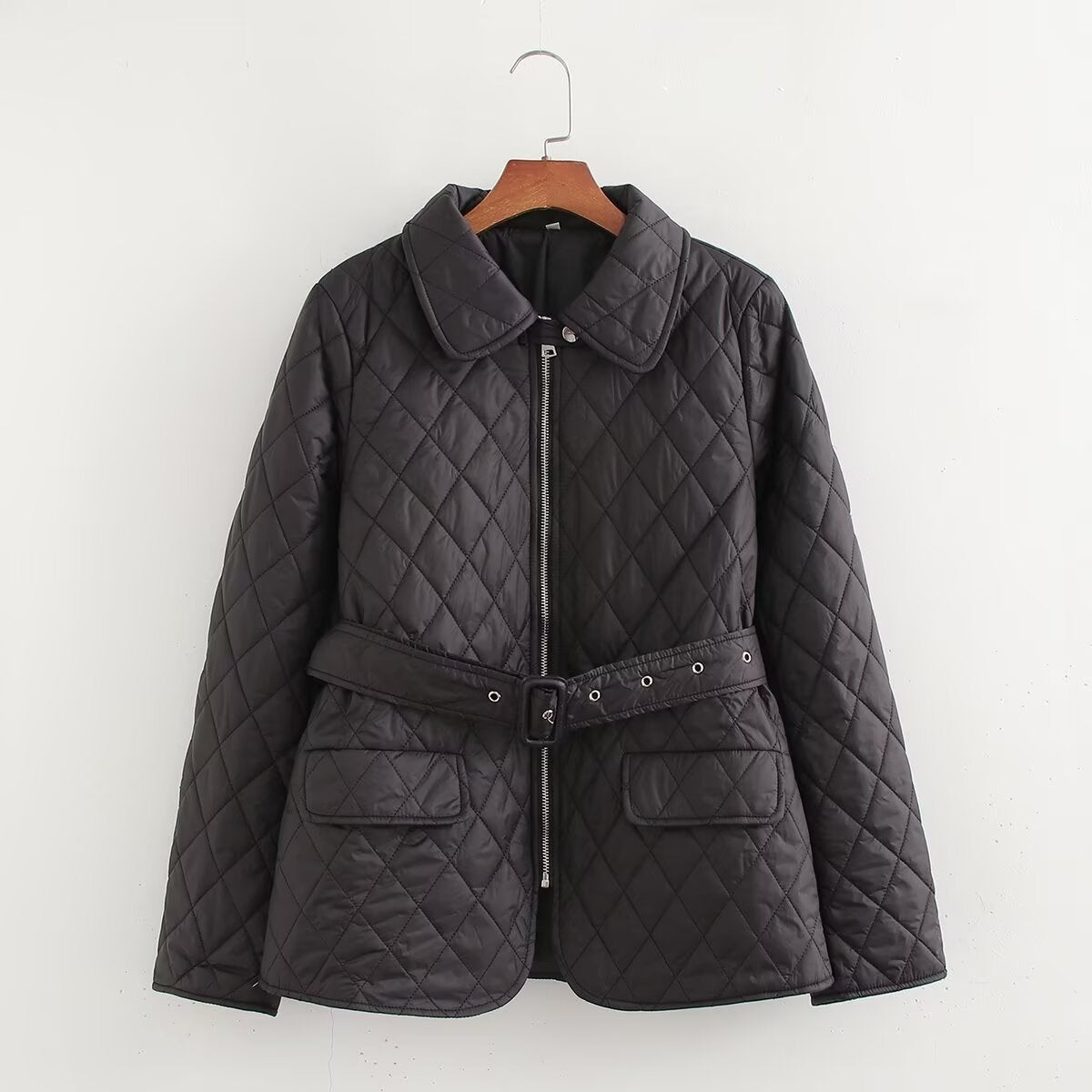 🧥✨ Gesteppter Baumwollmantel mit Gürtel – Müheloser japanischer Minimalismus