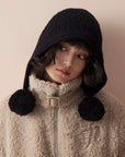 Bonnet cagoule tricoté chaud en laine pour femme