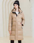 Women’s Winter Warm Hooded Long Coat – Down Cotton Padded Jacket with Pockets