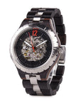 Luxury Wooden Automatic Watch for Men – Natural Grain & Stainless Steel | Skeleton Dial | 43mm