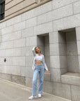 Women's High Street Straight Jeans 🌆 | Light Blue Distressed Denim ✨ | 80-90% Cotton Blend (S-XXL)