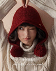 Bonnet cagoule tricoté chaud en laine pour femme