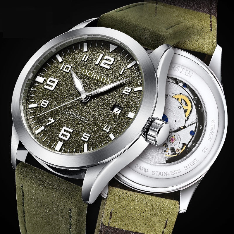 Men’s Business Retro Automatic Mechanical Watch – Genuine Leather Strap Classic Timepiece