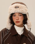 Women’s Warm Vintage Leather Pilot Hat – Retro Dome Style