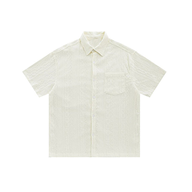 Chemise vintage homme en jacquard creux