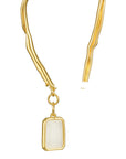 💛 18K Gold-Plated Brass Irregular Jade Eardrop Stud Earrings – Geometric Elegance for Women